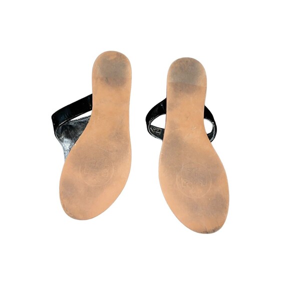 Tory Burch Cameron Thong Black Patent Leather Sandals 9M - Picture 4 of 7